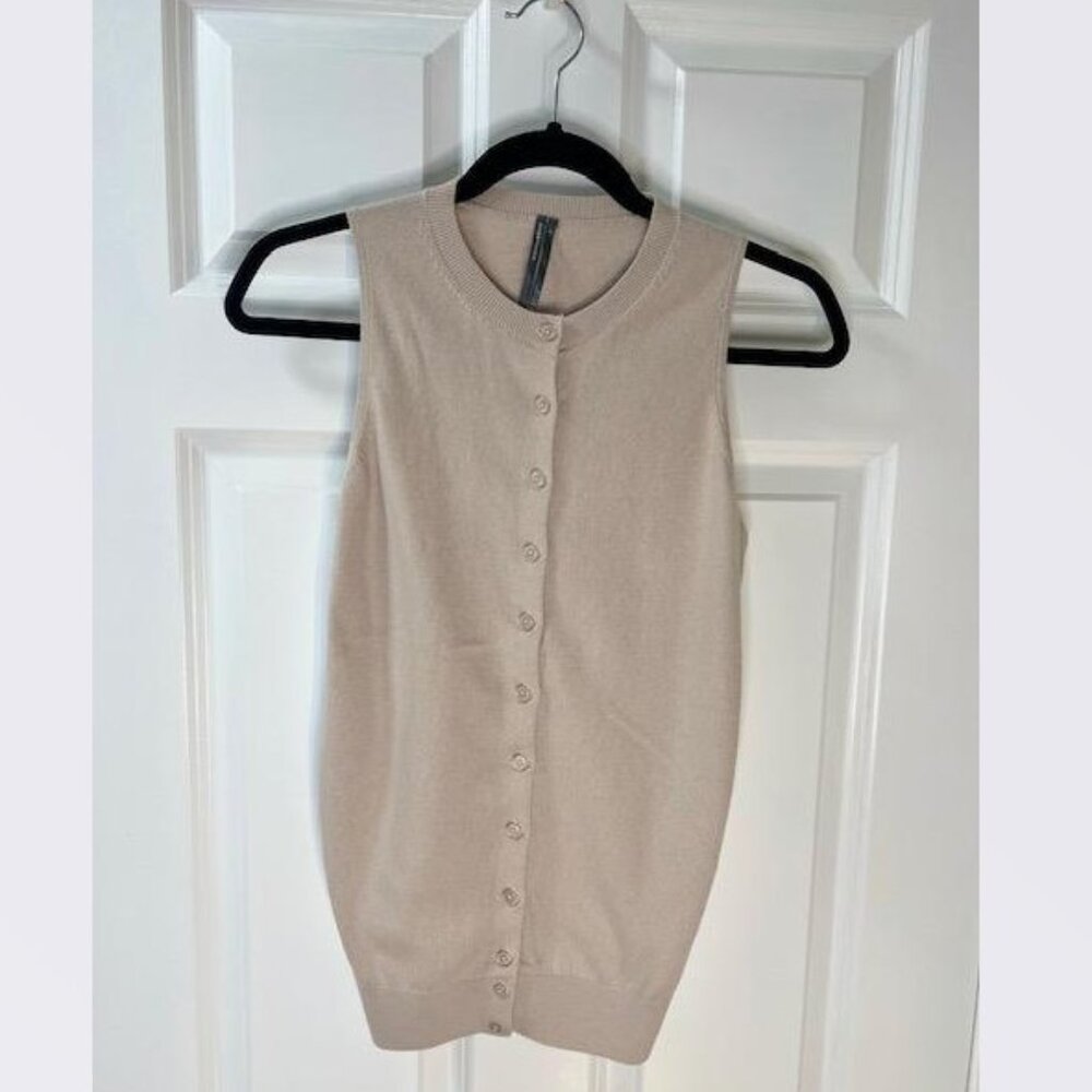 By Anthropologie Cashmere Blend Cardigan Sweater Tank in Cream –Size Small – NWT - Picture 5 of 9